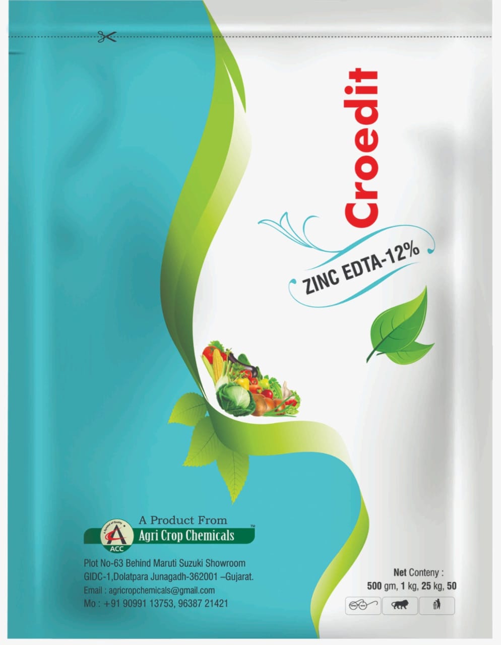 Water Soluble Fertilizer Croedit Zinc EDTA 12% weight - 1 Kg