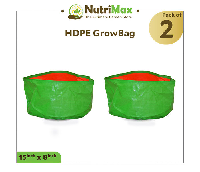 Nutrimax 200 GSM HDPE Grow Bags 15 inch x 8 inch Outdoor Plant Bag Available in Pack of 2, Pack of 4, Pack of 5 and Pack of 6
