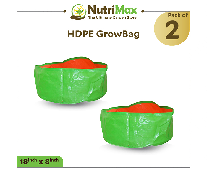 Nutrimax 200 GSM HDPE Grow Bags 18 inch x 8 inch Outdoor Plant Bag, Available in pack 2 