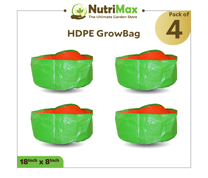 Nutrimax 200 GSM HDPE Grow Bags 18 inch x 8 inch Outdoor Plant Bag, Available in pack 4 